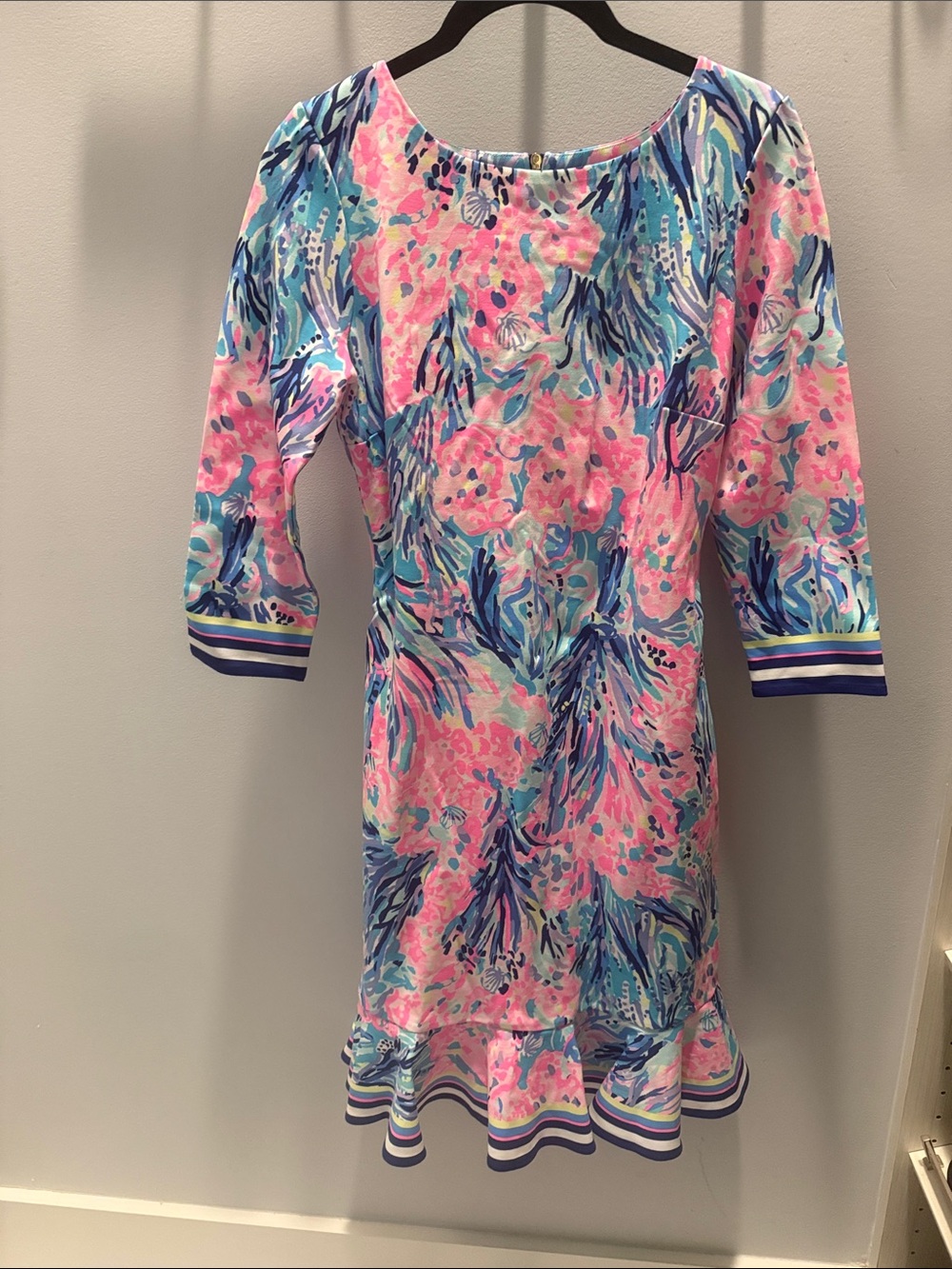 💕NEW w tags💕Lilly Pulitzer 💕Pink & Blue Floral Ruffle-Hem Dress